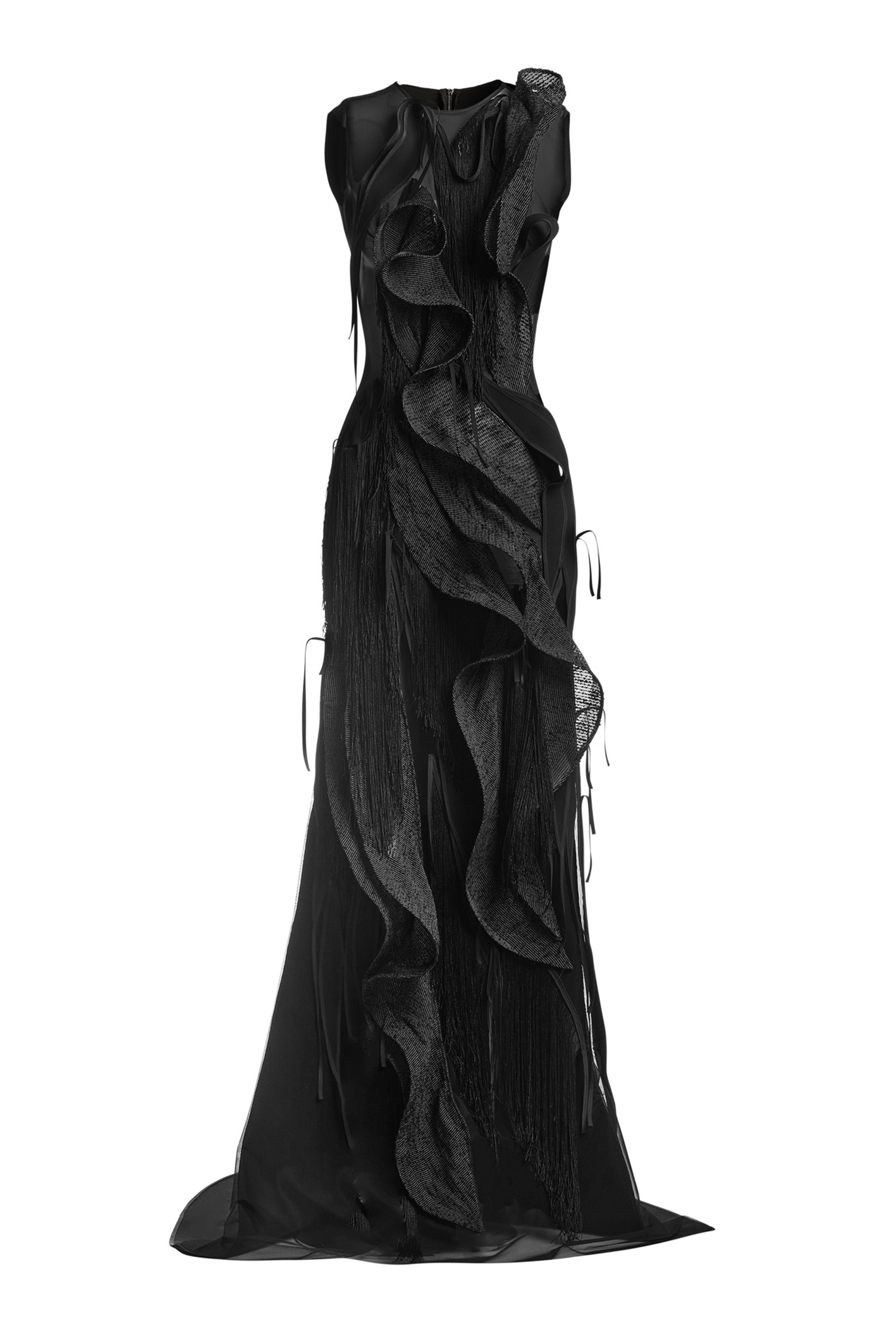 Black fringe gown clearance