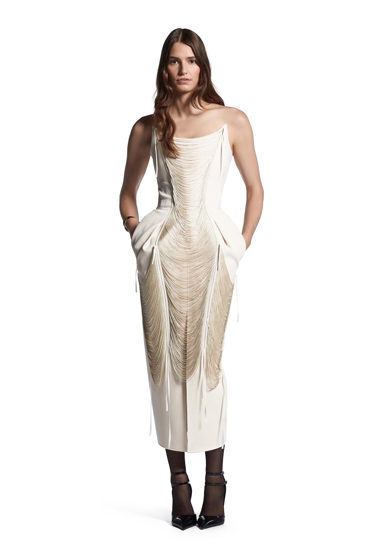 Shop the Pardon Fringe Dress in Pure Cream Online Dresses Maticevski