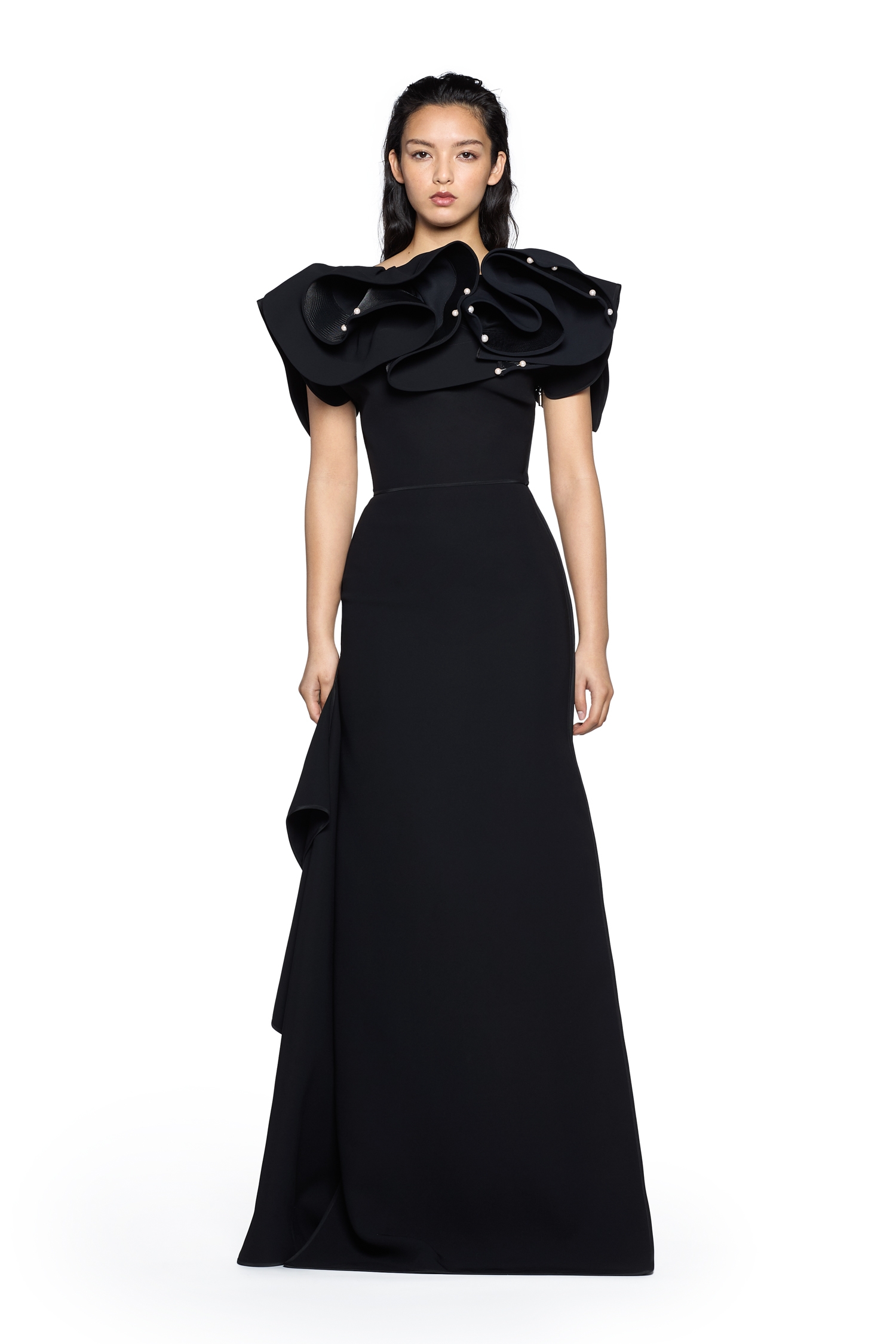 人気の Shop Gowns | online Pearls / Black in Gown Deity the ひざ丈ワンピース